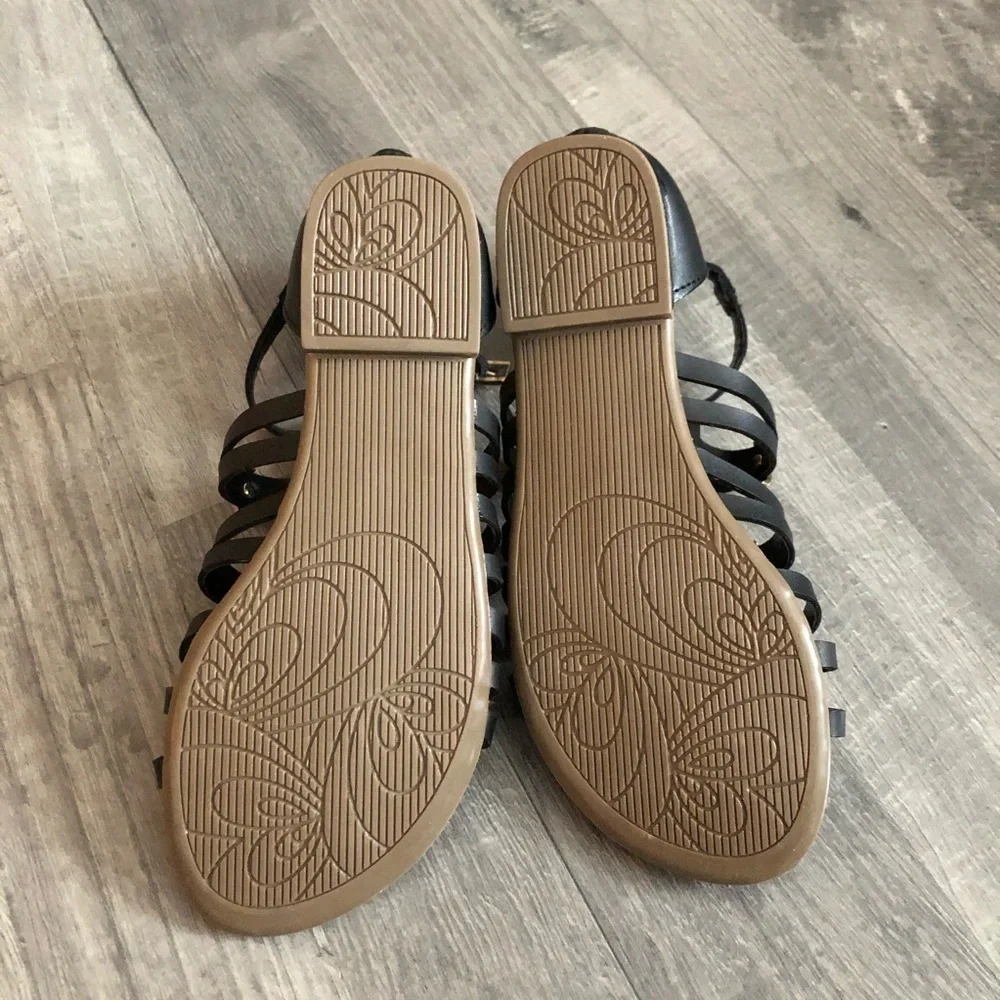 Tropicana Girls Black Leather Sandals - Picture 6 of 8